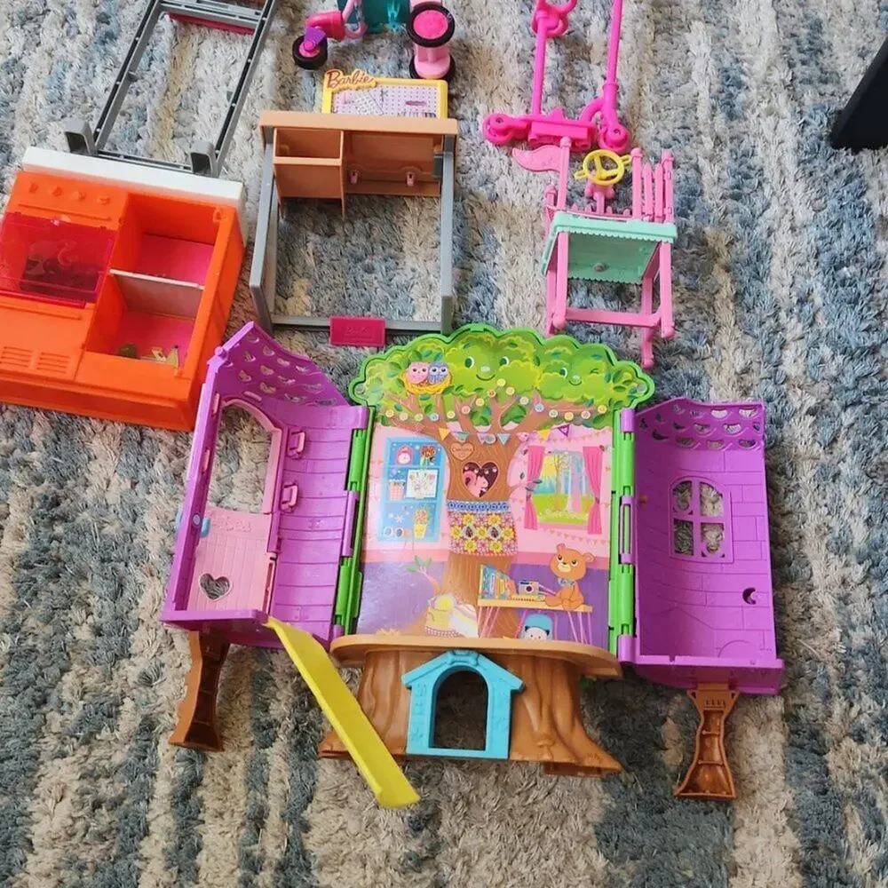 Barbie Brand 7 Piece Play Structures Lot GUC